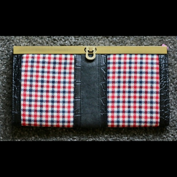 Buxton Plaid Houndstooth Clutch Purse Preppy Bag - Picture 1 of 4